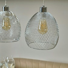 ValueLights Novo Polished Silver Pendant Light and E27 Pear LED 4W Warm White 2700K Bulb | Chrome