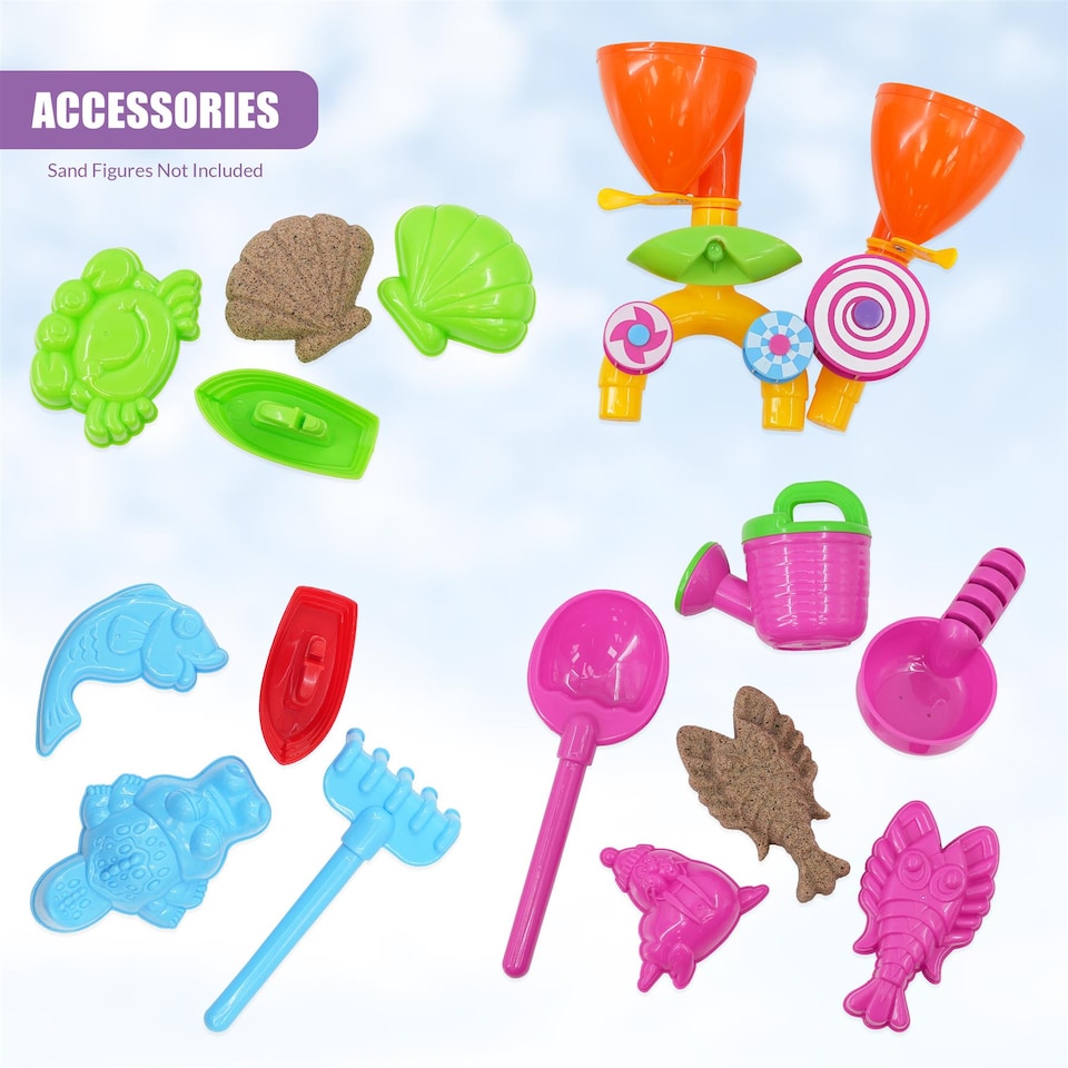 image 1 of The Magic Toy Shop Sand and Water Table 23-Piece Pink Kids Outdoor Play Set