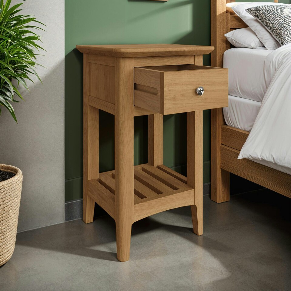image 1 of Newark Ash 1 Drawer Slim Bedside
