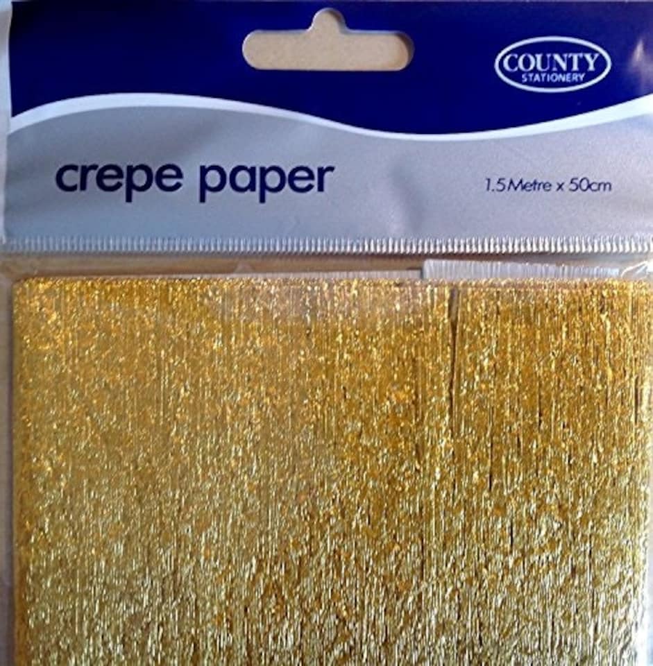 image 1 of Gold Metallic Crepe Paper Folded 1.5m x 50cm
