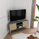 image 4 of Decorotika Lesson 120 cm Corner TV Unit for TVs up to 51 inches with Cabinets and Open Shelves | Green | Silva Green and Rattan Pattern | One Size | 1