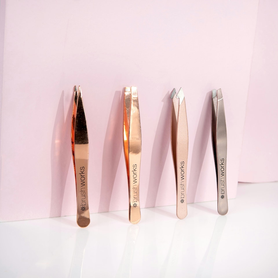 image 1 of Brushworks 4 Piece Combination Tweezer Set - Gold