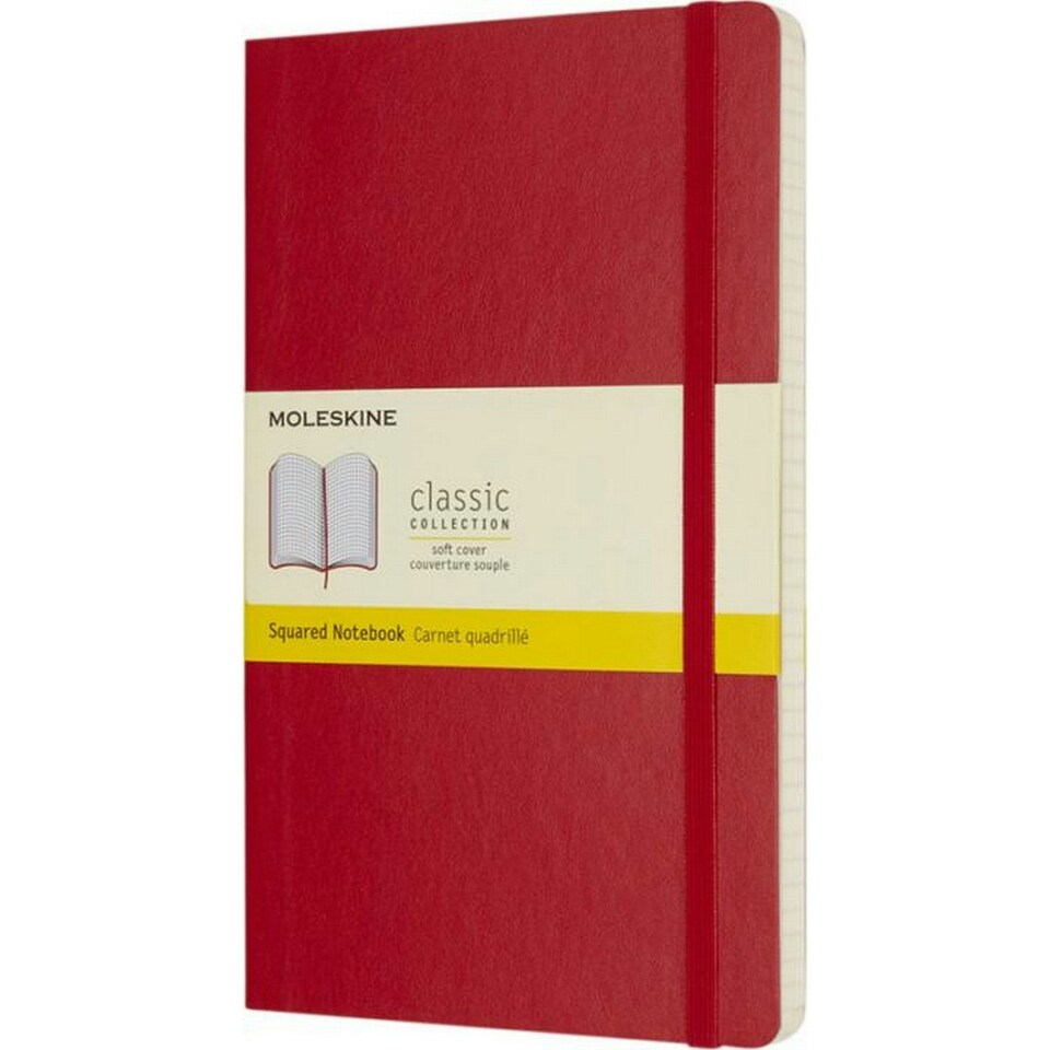 image 1 of Moleskine Classic L Soft Cover Squared Notebook - Scarlet Red - One Size