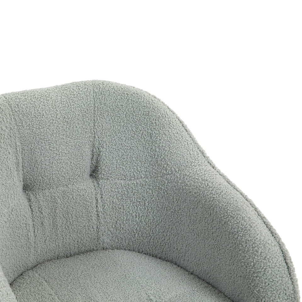 image 1 of HOMCOM Fluffy Vanity Chair for Desk, with Height Adjustable, Wheels, Grey