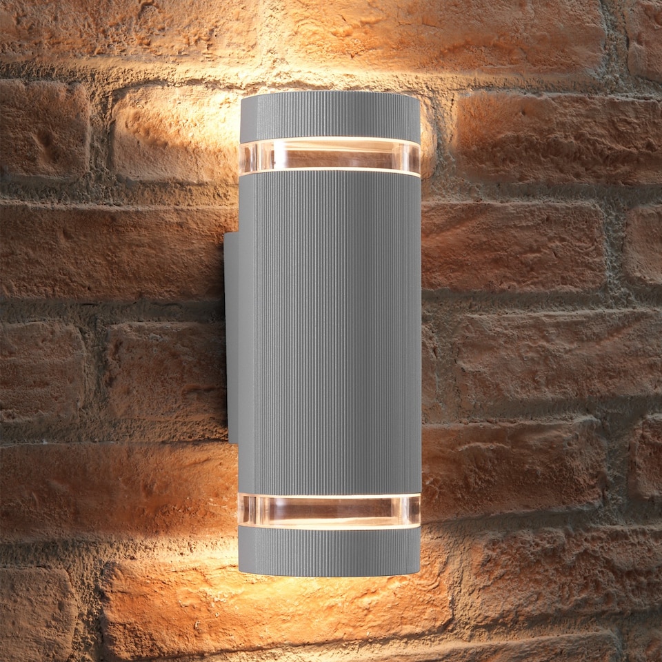 image 1 of Auraglow Outdoor Double Up & Down Wall Light - ELTON | Silver | Silver/Fitting Only