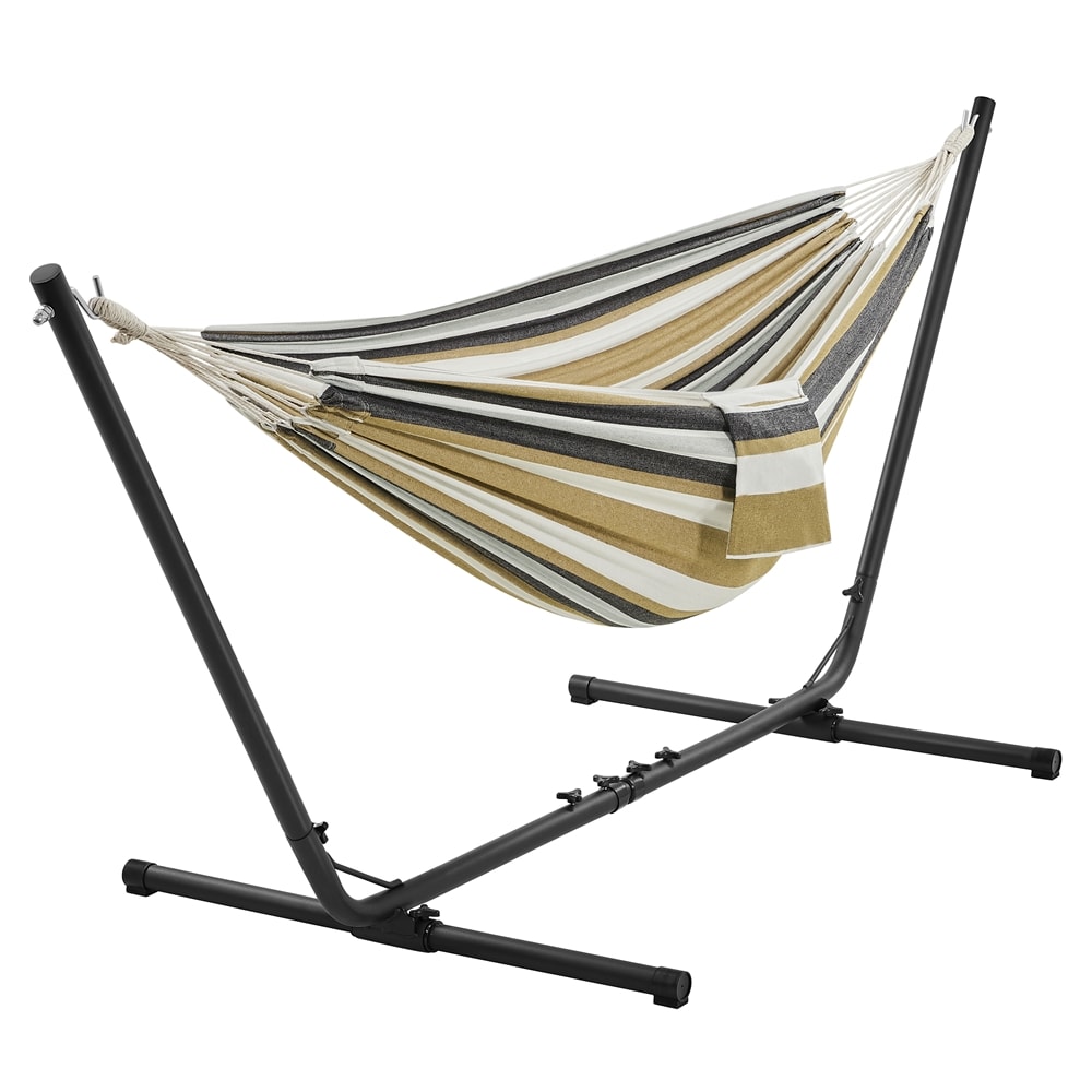 Yaheetech Outdoor Hammock with Adjustable Steel Stand-Desert Stripe