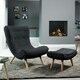 image 2 of Madelia Textured Fabric Accent Chair and Stool - Black