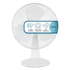 Igenix DF1610 Portable Desk Fan, 16 Inch, 3 Speed, White