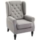 image 1 of HOMCOM Accent Armchair Home Furniture Retro Tufted Club Wood Fabric, Grey