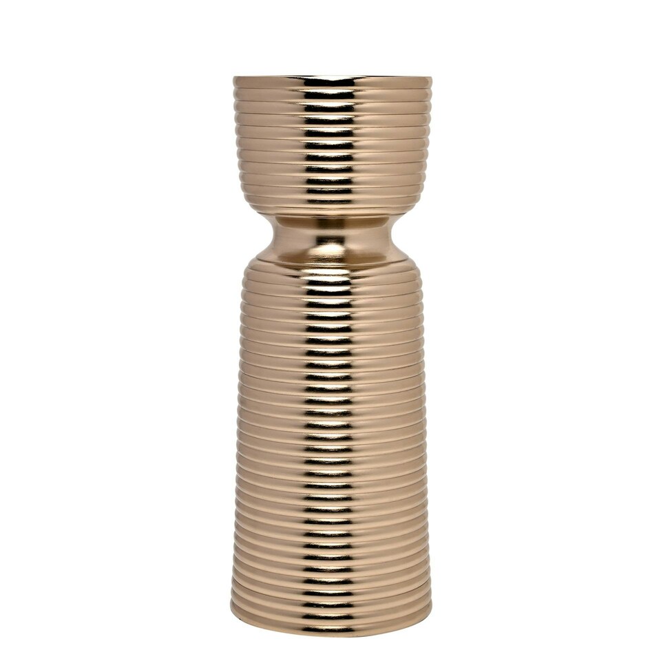 image 1 of Hestia Gold Pillar Candle Holder - Medium Gold
