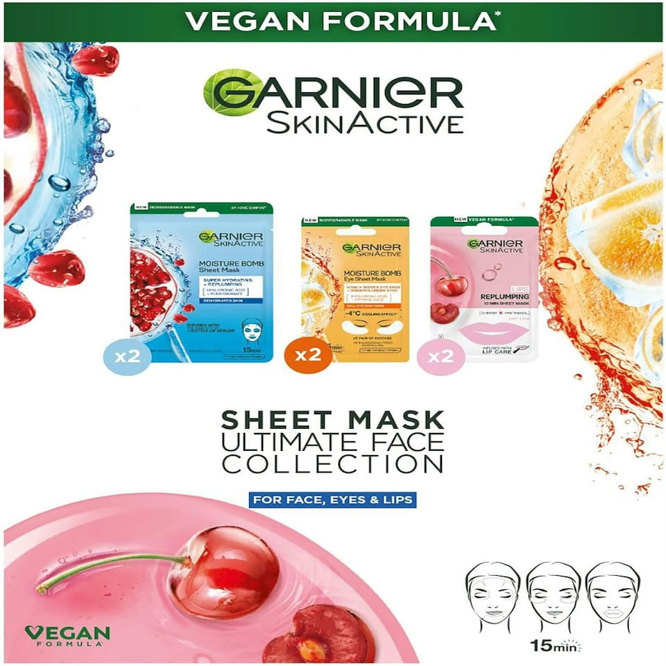 image 1 of Garnier Sheet Masks Ultimate Face Collection Set of 6 Masks for Face, Eyes, Lips