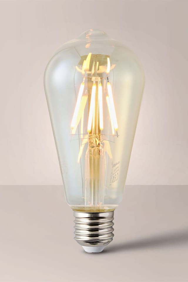 image 1 of ValueLights E27 Pack of 3 4W Dimmable Amber Filament Pear Shaped Warm White LED Bulbs | Clear