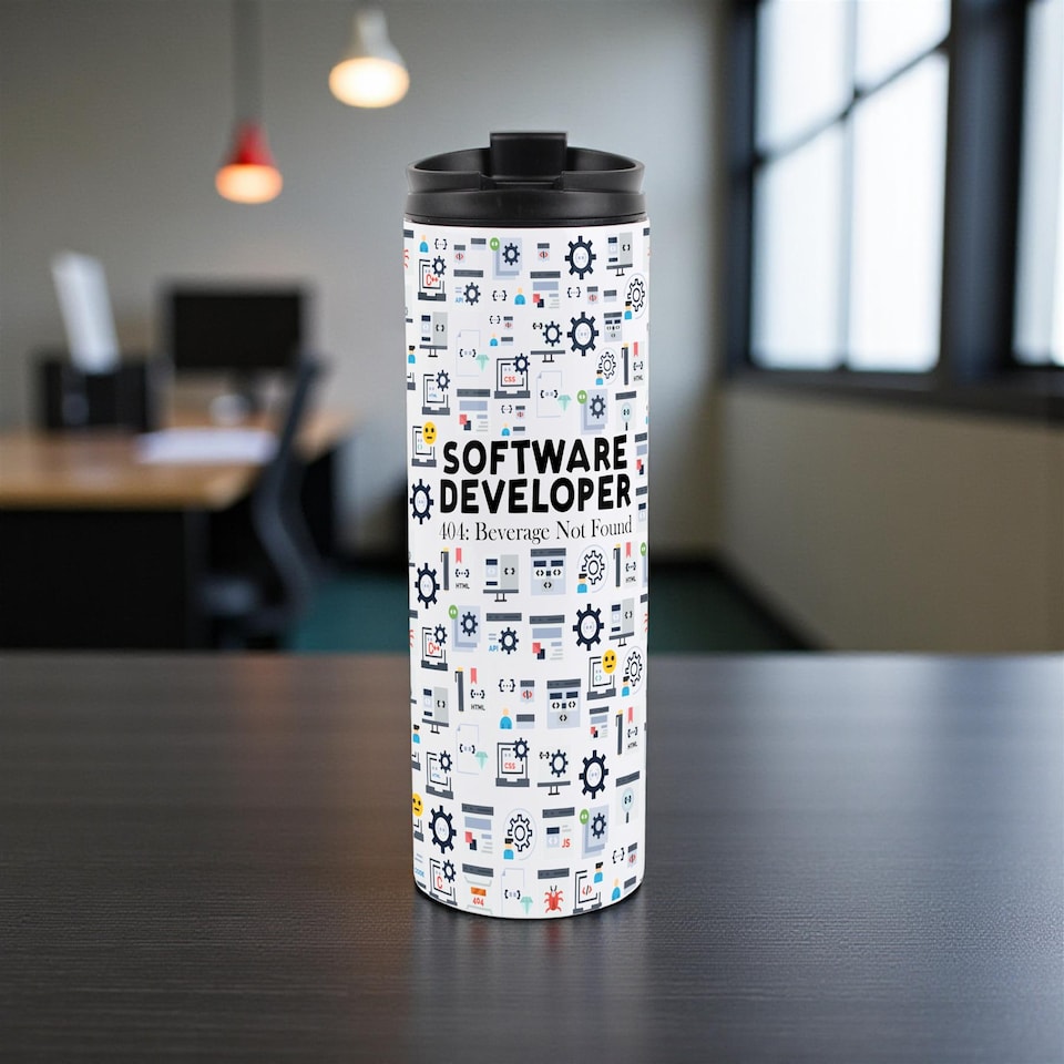 image 1 of Novelty Software Devleoper Travel Flask - Reusable Stainless Steel Tumbler Gift