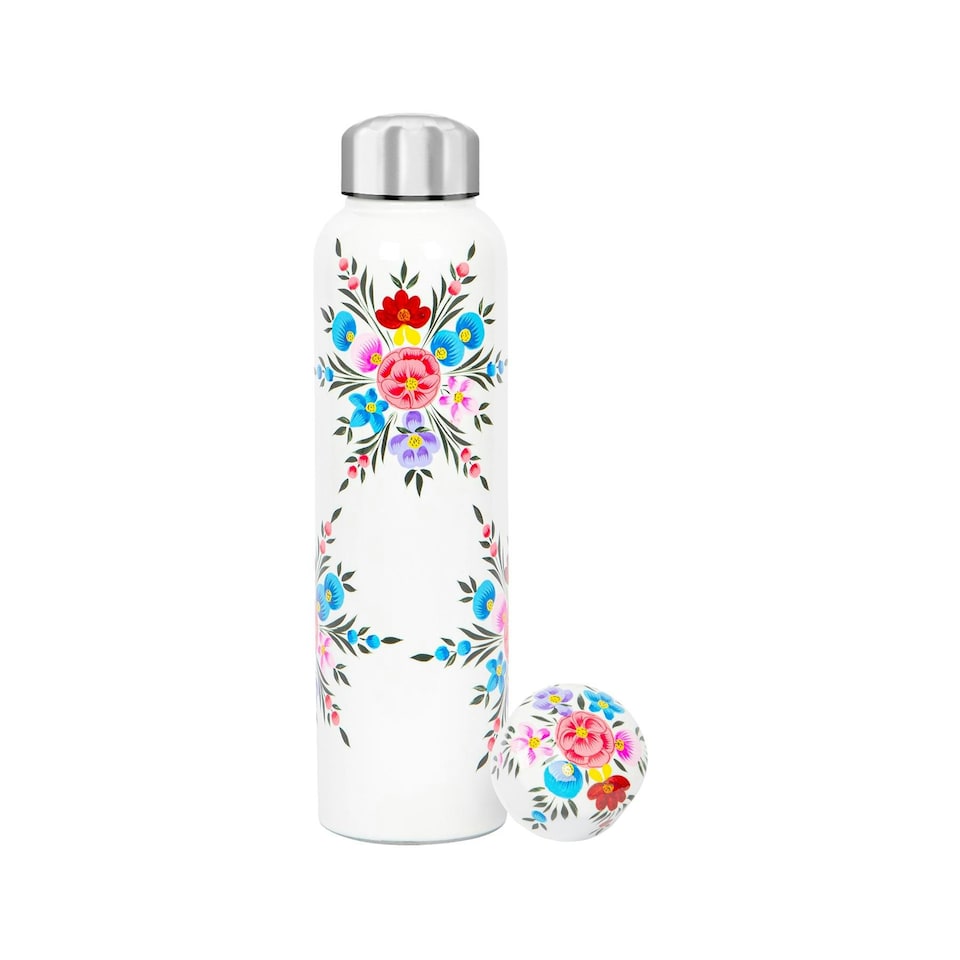 image 1 of BillyCan Hand-Painted Picnic Water Bottle - 875ml - Cotton Pansy White | One Size