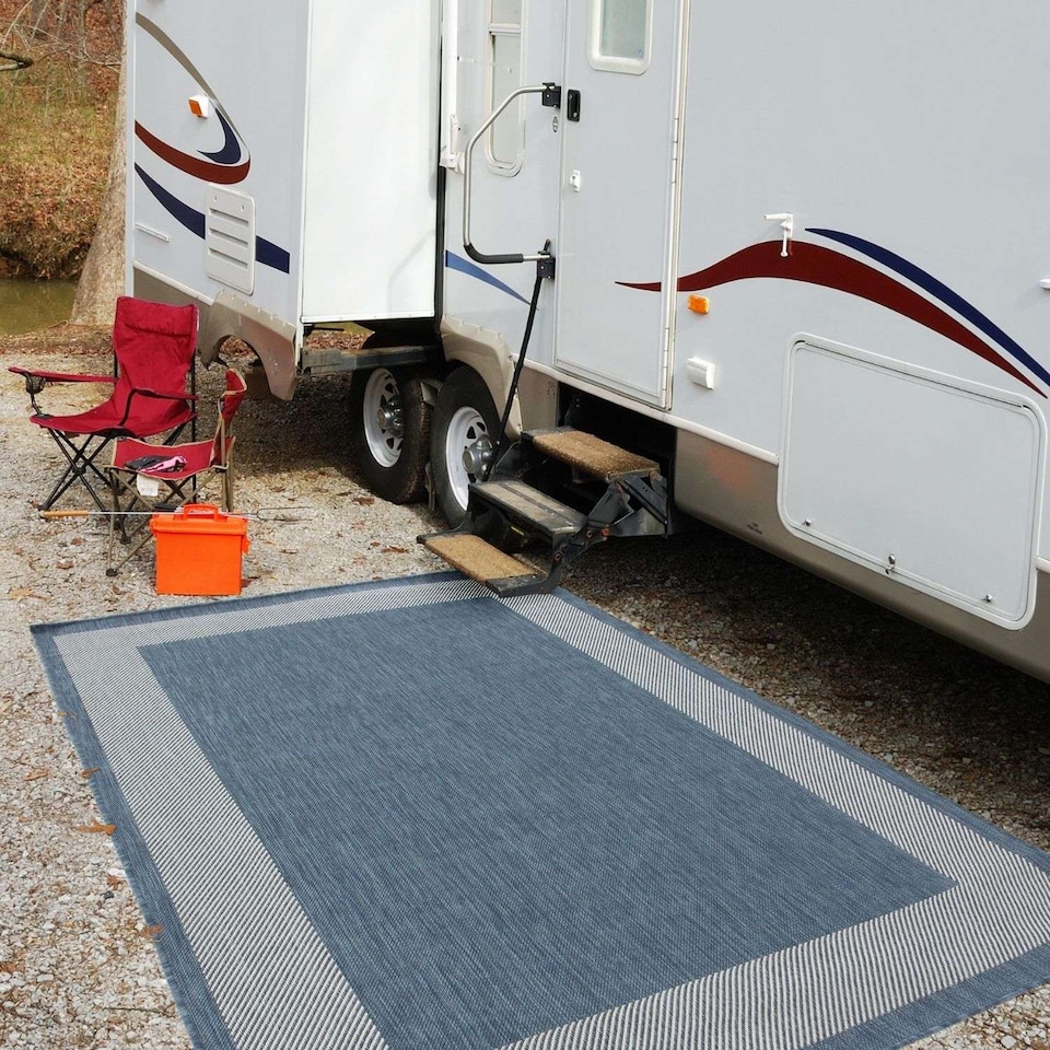 image 1 of The Rugs Outdoor Indoor Bordered Garden Patio Rug Weather Resistant | 200
