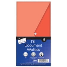 Pack of 6 DL Clear Plastic Document Wallets Envelope with Stud Closing Button