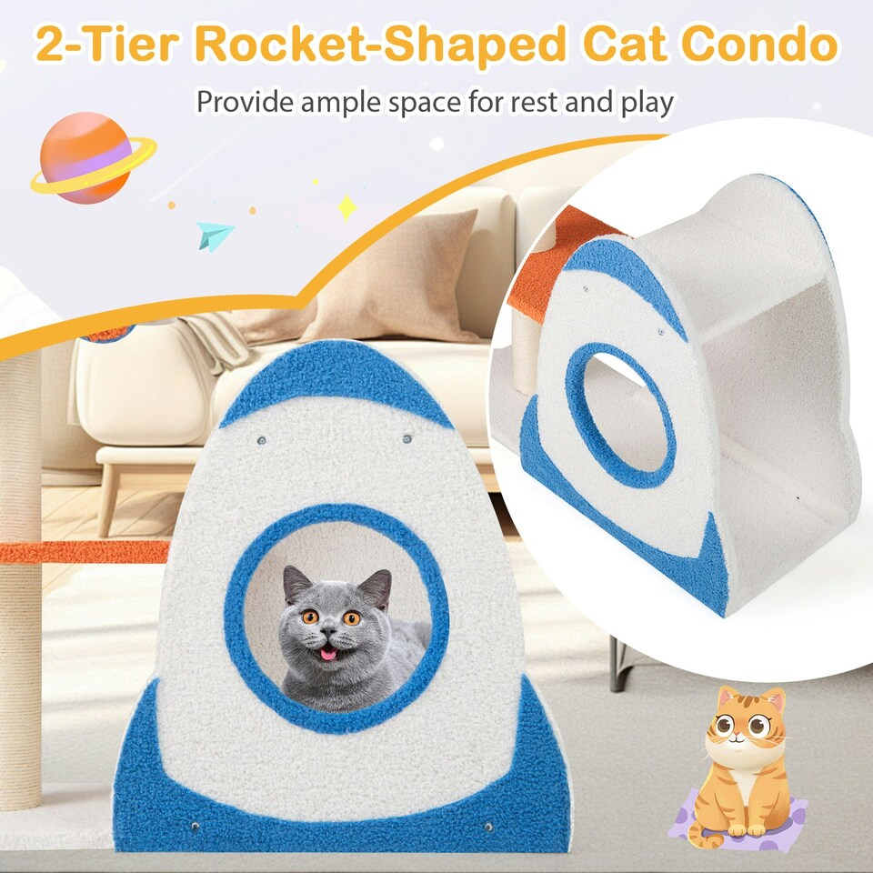 image 1 of COSTWAY 4-Level Cat Tree Tower Activity Center UFO-Shaped