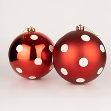 Red White Polka Dots Baubles 5CM 12PCS Set