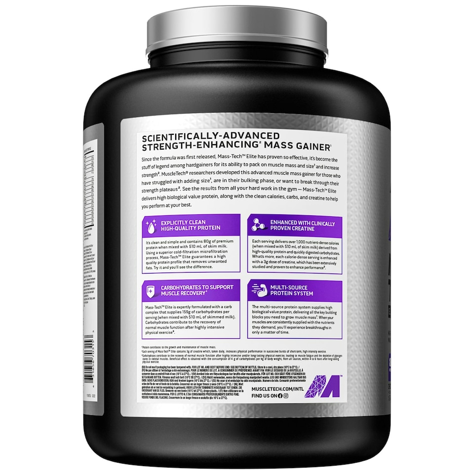 image 1 of MuscleTech MassTech 3.2kg Elite Protein Powder Chocolate Fudge Cake Mass Gainer Chocolate