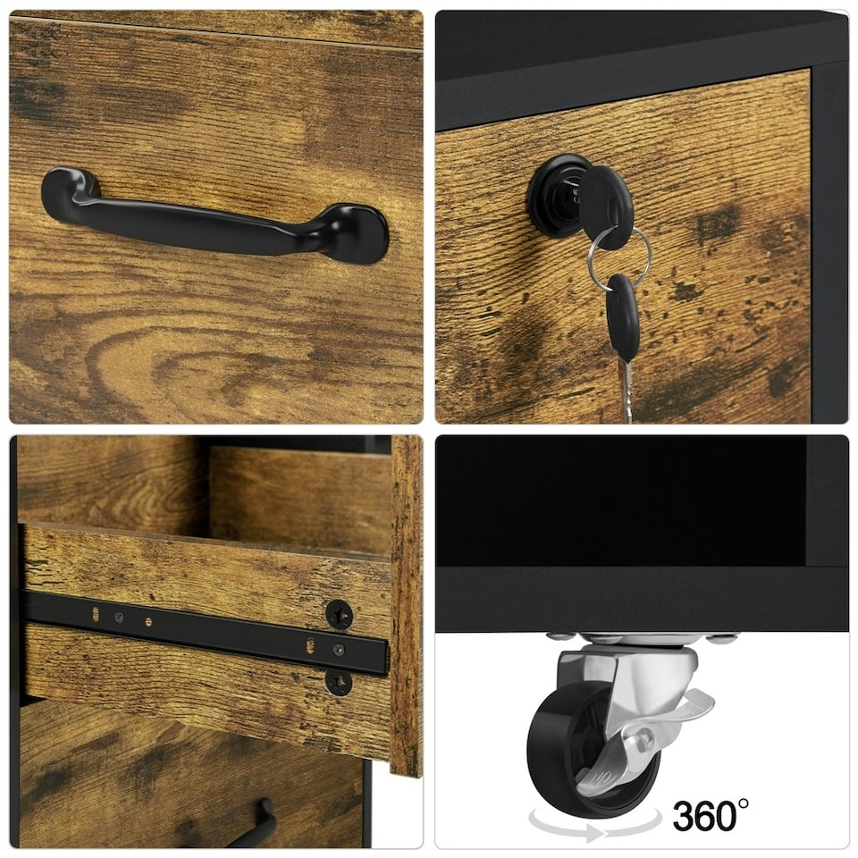 image 1 of Yaheetech 2-Drawer and 1-Open Shelf Vintage File Cabinet