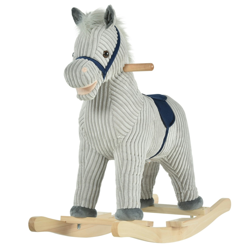 image 1 of HOMCOM Children's Rocking Horse Ride-On Sound Wood Base Handlebars 36-72 Months