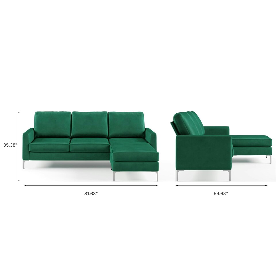 image 1 of Chapman sectional sofa in velvet green | Green | GREEN | Three Seater