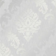 Sample of Chelsea Glitter Damask Wallpaper in Soft Grey and Silver Multi