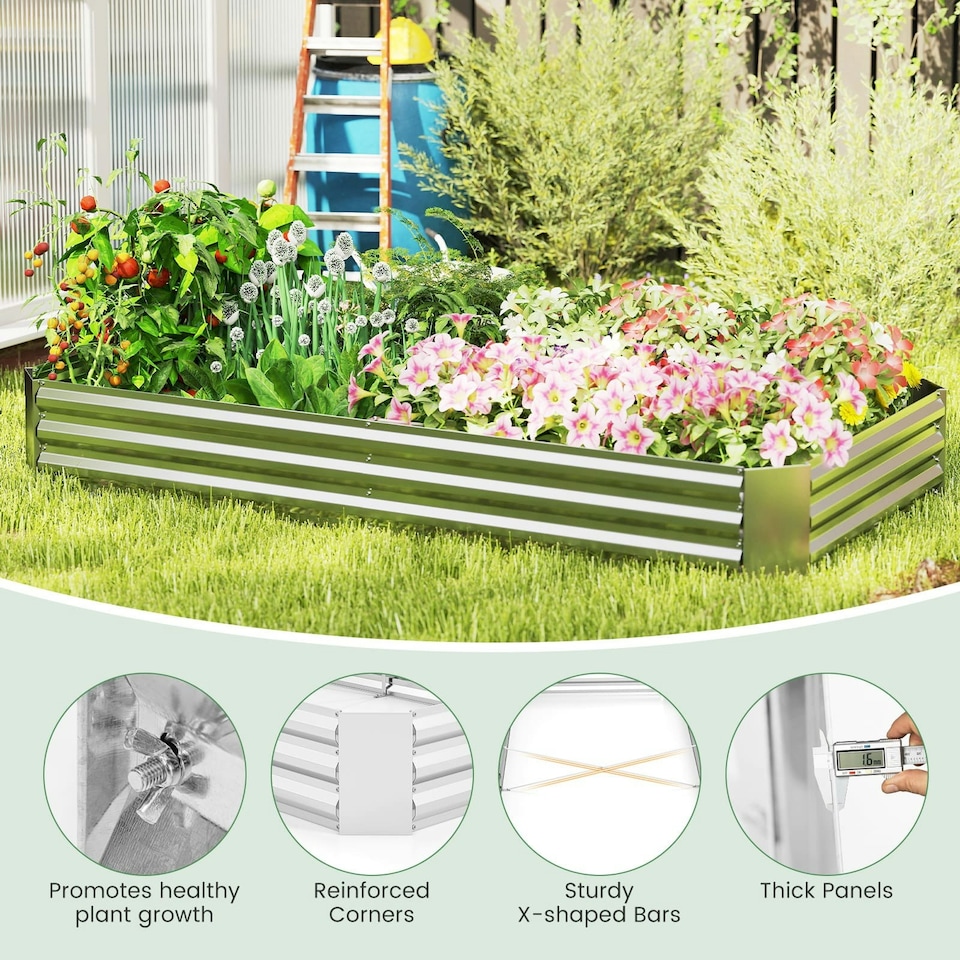 image 1 of COSTWAY Galvanized Raised Garden Bed Metal Planter Box Silver
