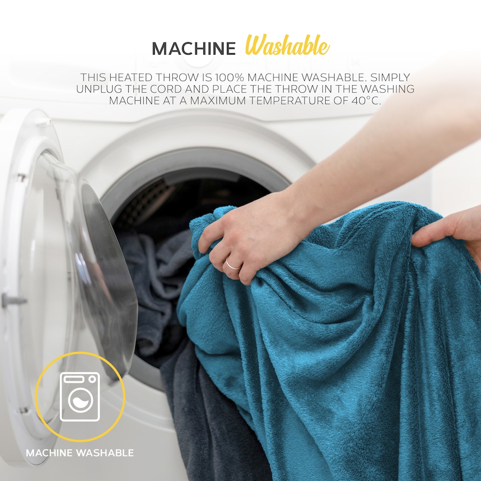 image 1 of Monhouse Heated Throw - Electric Blanket - Digital Controller - 9H Timer, 9 Heat Settings, Auto Shutoff - Single 130X160Cm