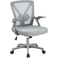 Yaheetech Mesh Office Chair with 90° Flip-up Armrests | Grey | Full Grey