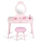 image 1 of COSTWAY Pretend Makeup Dressing Table Kids Vanity Table Pink