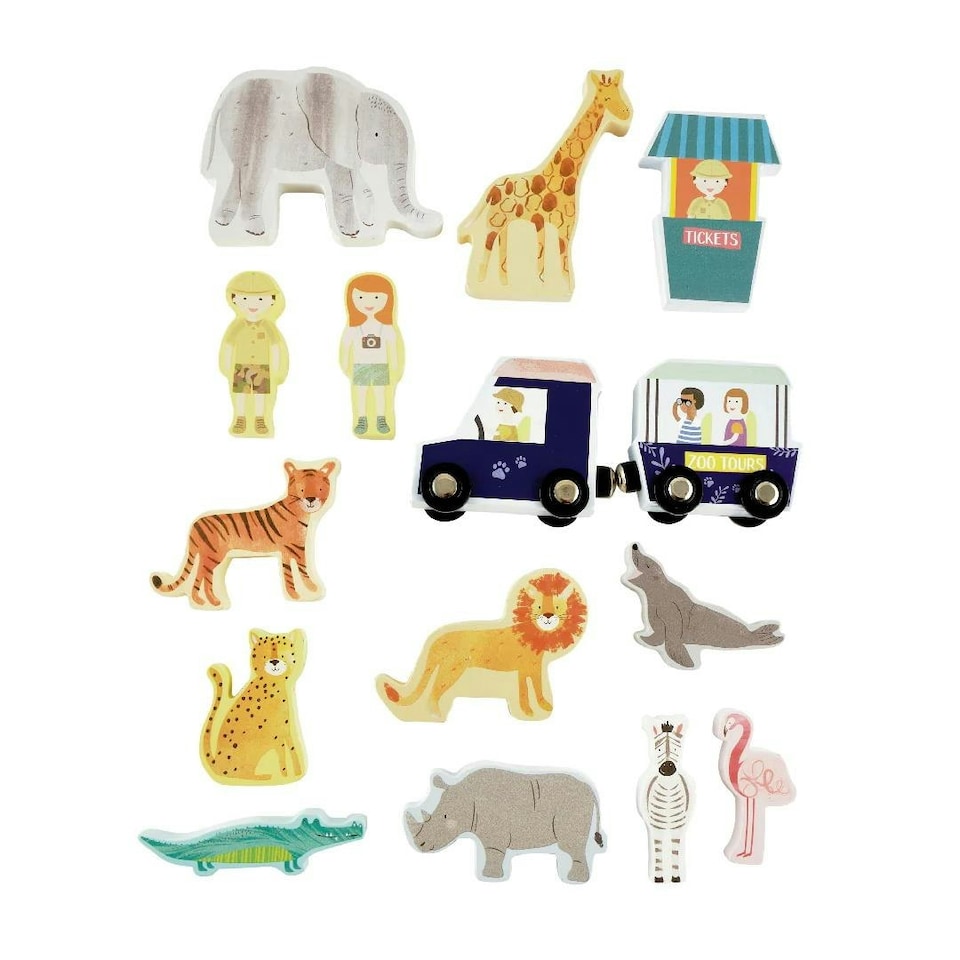 image 1 of Floss & Rock Kids Jungle Zoo Playset 15pcs