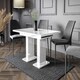 image 3 of Compact Dining Table Extendable 120-160cm White Gloss Extending Top Pillar Pedestal Leg 6-8 Seater - Gia Pro