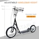 image 7 of HOMCOM Teen Scooter Adjustable Height Dual Brakes Rubber Wheels Kickstand, Black
