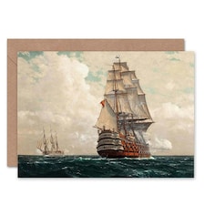 Seascape Naval Diemer Ship At Sea Art Card