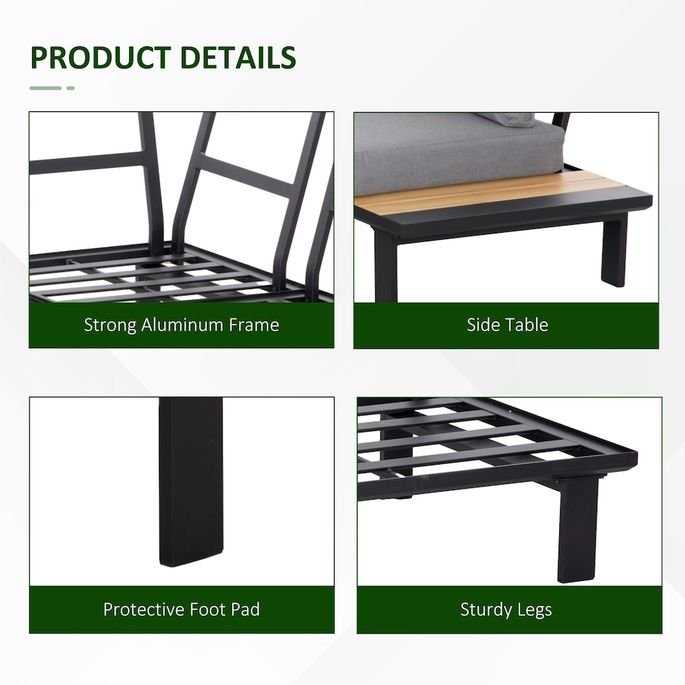 image 1 of Outsunny 4 PCS Garden Furniture Conversation Set w/ Loveseat Table, Grey