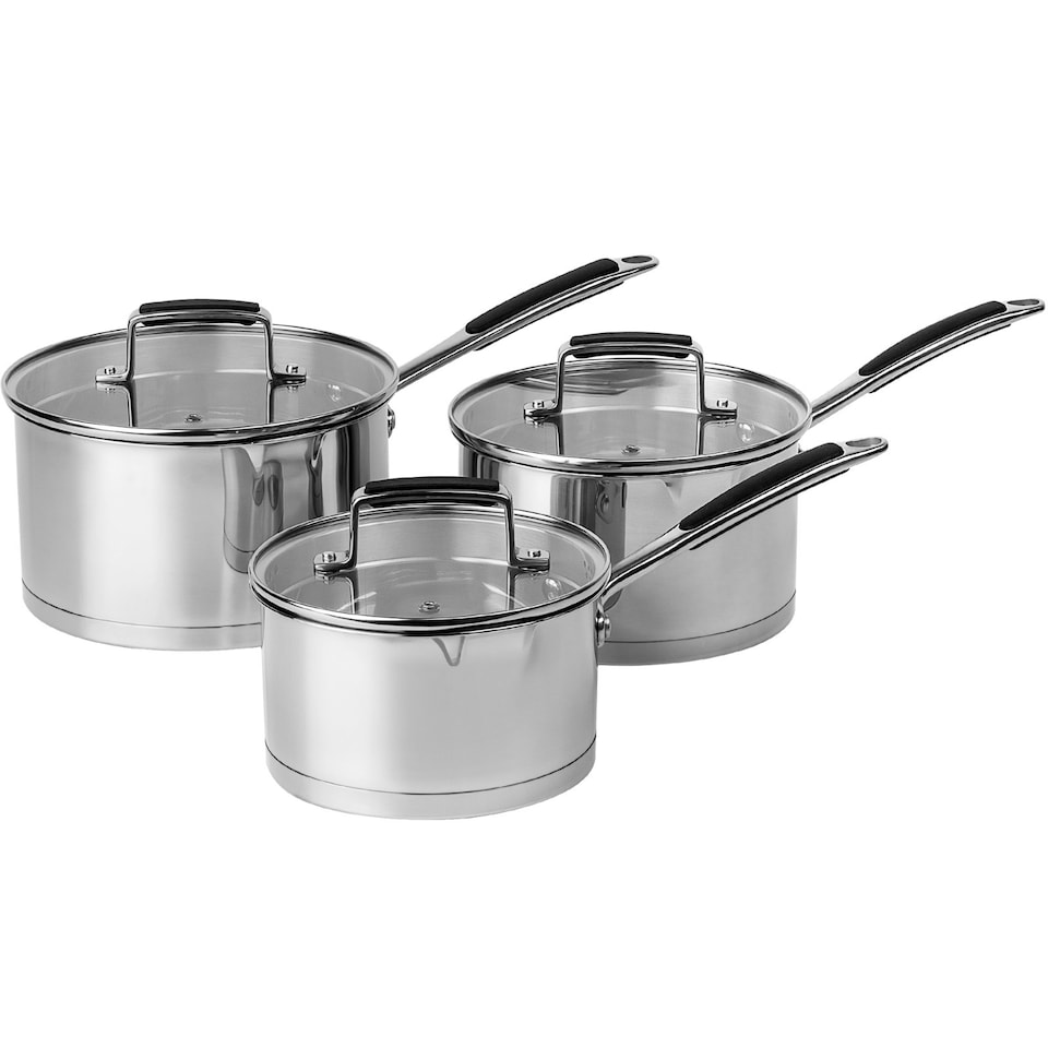 image 1 of ProChef 3 Piece Stainless Steel Saucepan Set with Lid 16 18 20cm