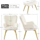 image 3 of Yaheetech Boucle Accent Chair and Ottoman Set with Metal Legs White | Ivory