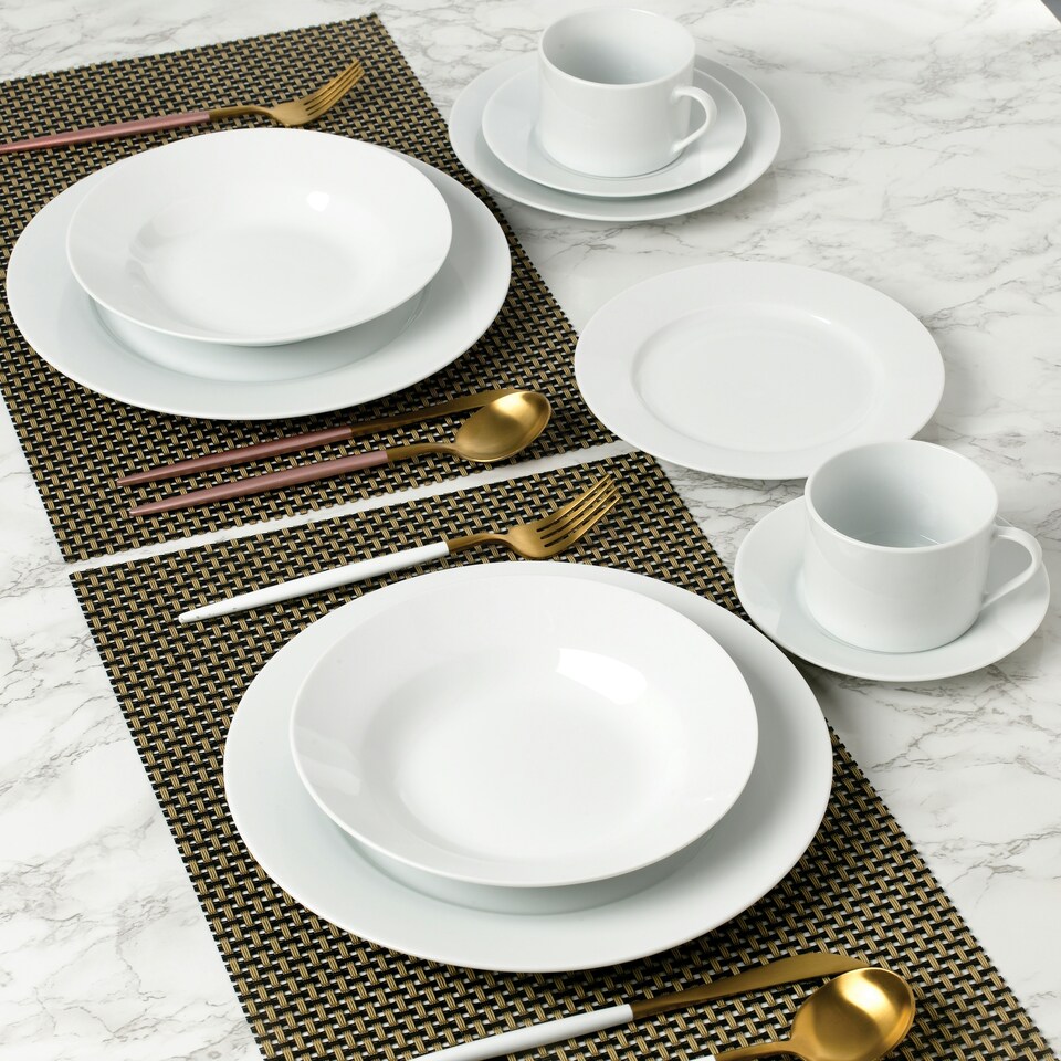 image 1 of 20pc White Rimmed Dinner Set
