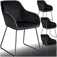 Dining Chair Jeane - velvet look, cantilever frame - Set of 4 Black | Velvet Look Black/Black
