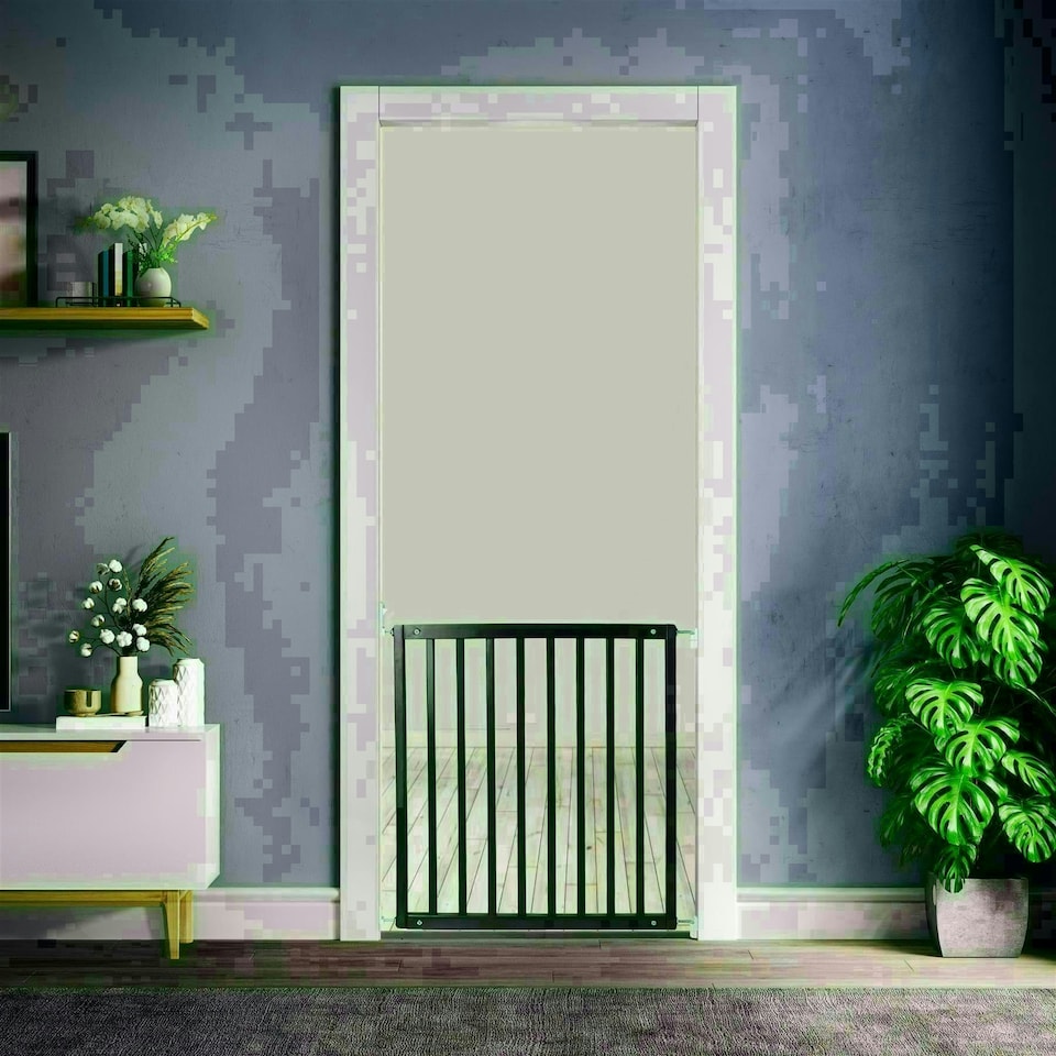 image 1 of Bettacare Simply Secure Wooden Screw Fit Gate, 72cm - 79cm, Black, Wooden Dog Gate Gate, Screw Fit Pet Stair Gate, Puppy Gate