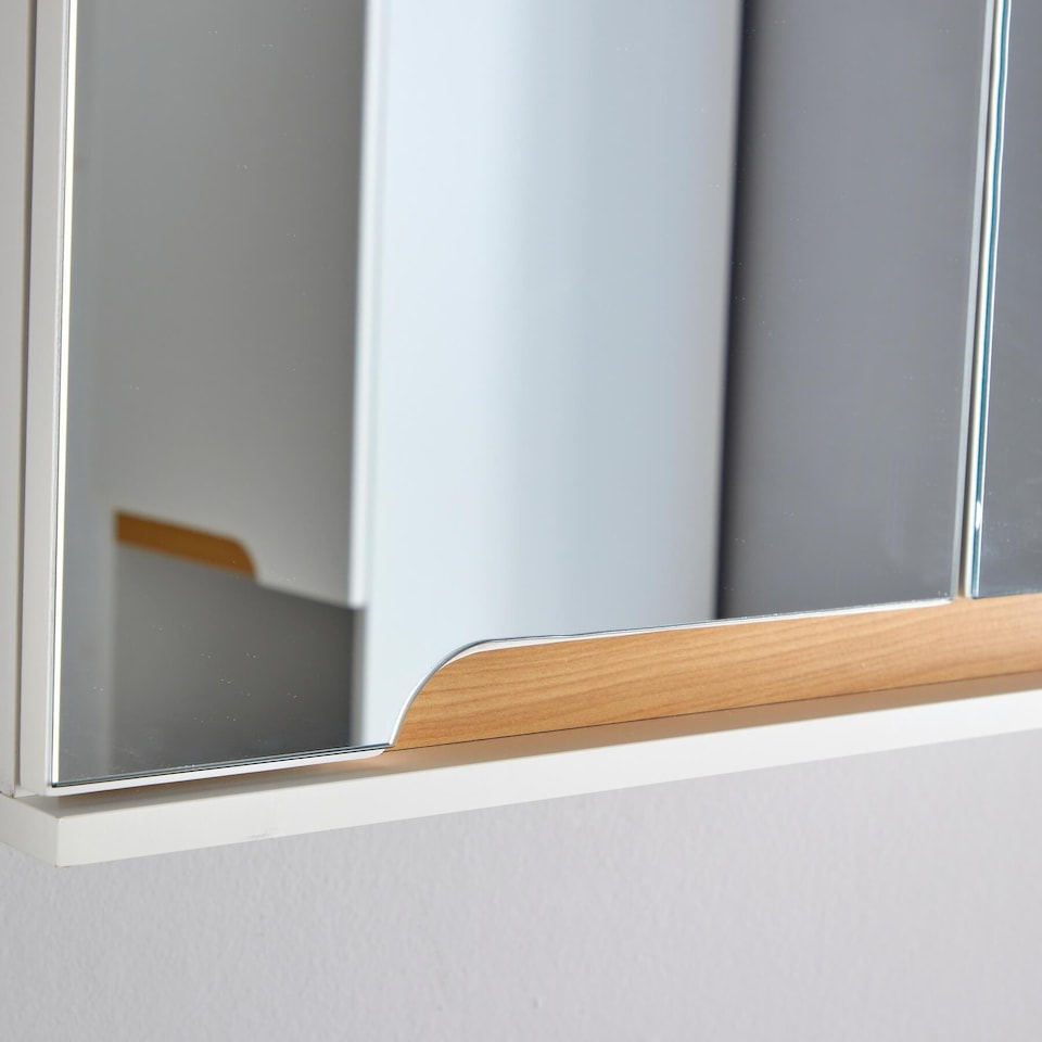 image 1 of Bathroom Cabinet Wall Mounted Mirrored Vanity Storage Organiser | White