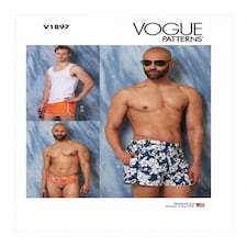 Vogue 1897 Paper Sewing Pattern – Men’s Swimwear & Tops, Sizes Xm (S–M–L), Intermediate