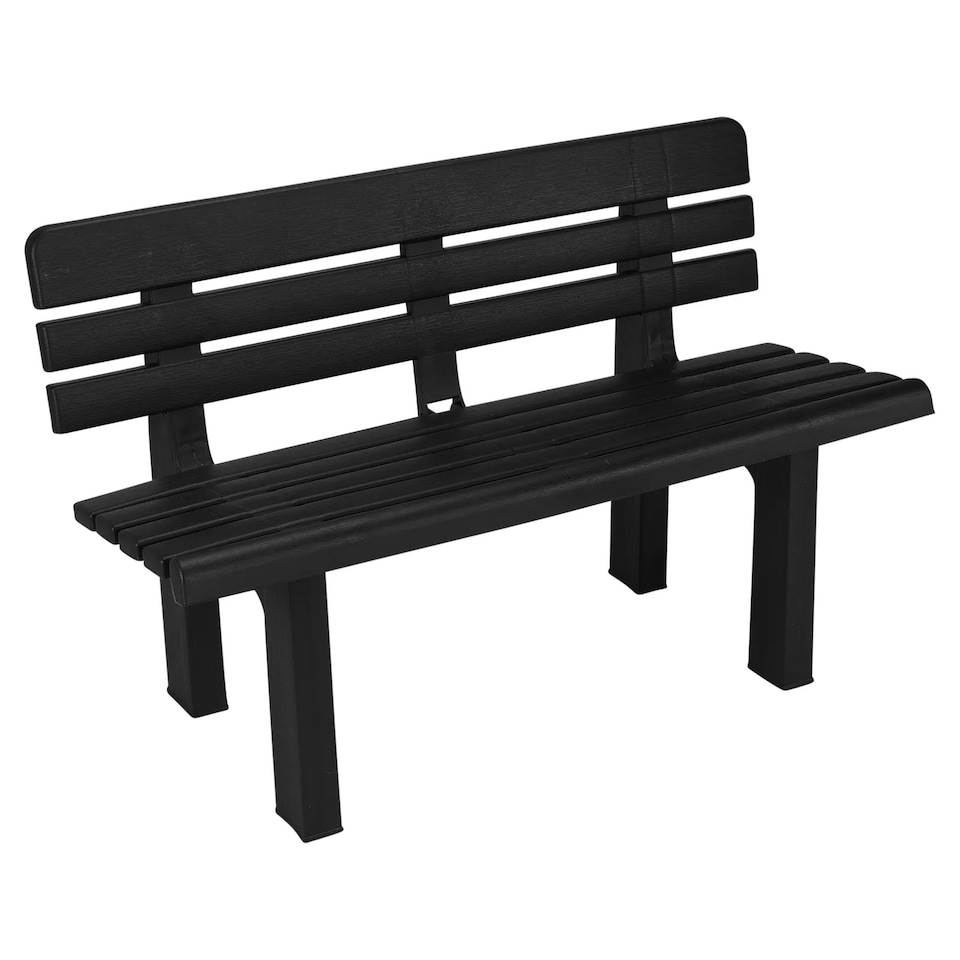 image 1 of 2 Seater Plastic Garden Bench Weather Resistant Waterproof Outdoor Furniture | Black | Anthracite