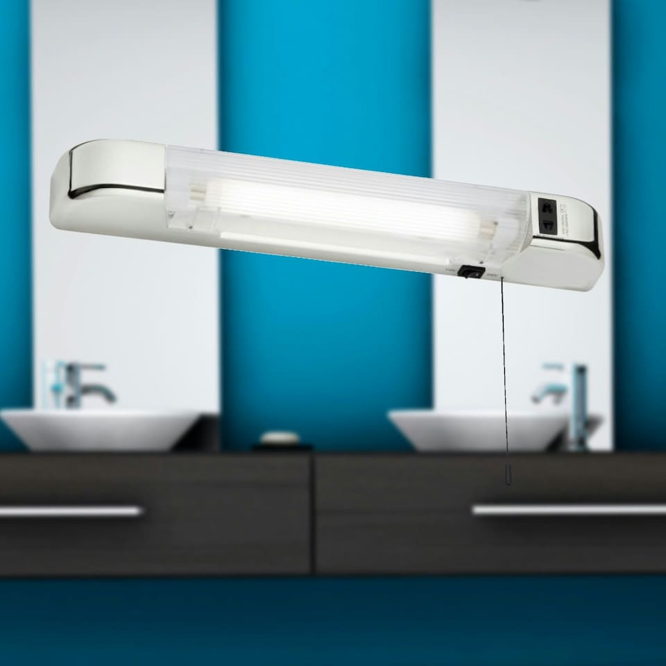 image 1 of Rise - Chrome LED Bathroom Shaver Light Chrome | White