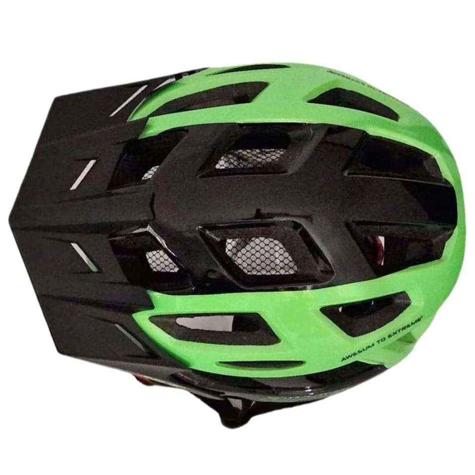 image 1 of AWE AweRide In Mould Enduro Bike Helmet Black/Green 55-58cm Crash Guarantee* | Black | Green