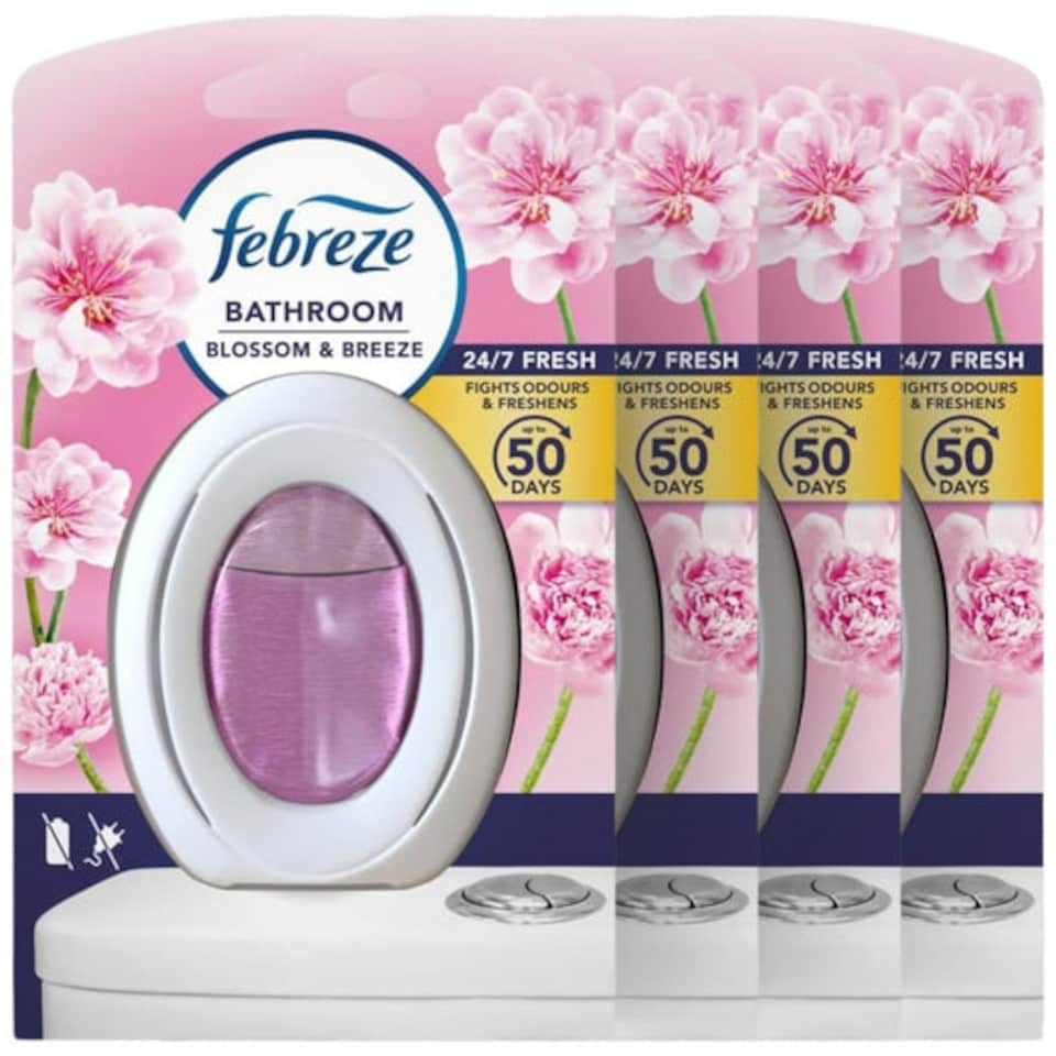 Febreze | Cherry & Plum Refresh Bathroom Air Freshener 7.5ml | 7.5ml x 4 Pack
