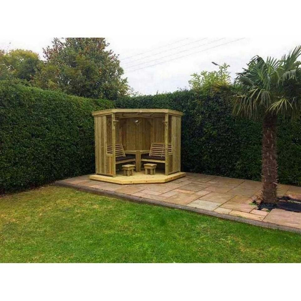 image 1 of 4 Seasons Garden Room - Installation Incl. - L150 x W290 x H205 cm - Assembly Incl. - Set of Waterproof Cushions Included | Brown