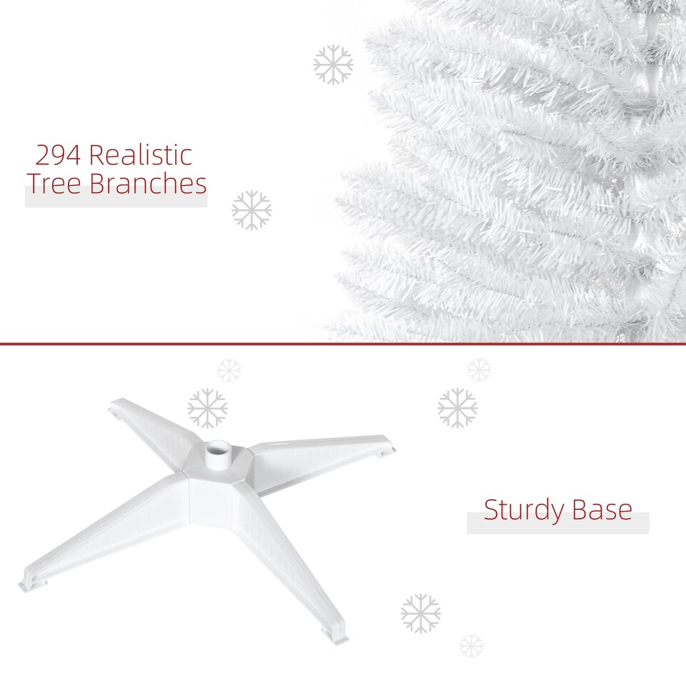 image 1 of HOMCOM 5FT Pencil Artificial Christmas Tree with Solid Stand Tips White