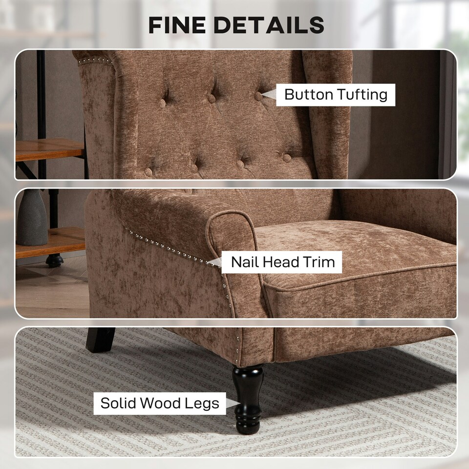 image 1 of HOMCOM Manual Reclining Armchair Recliner with Footrest Brown Brown
